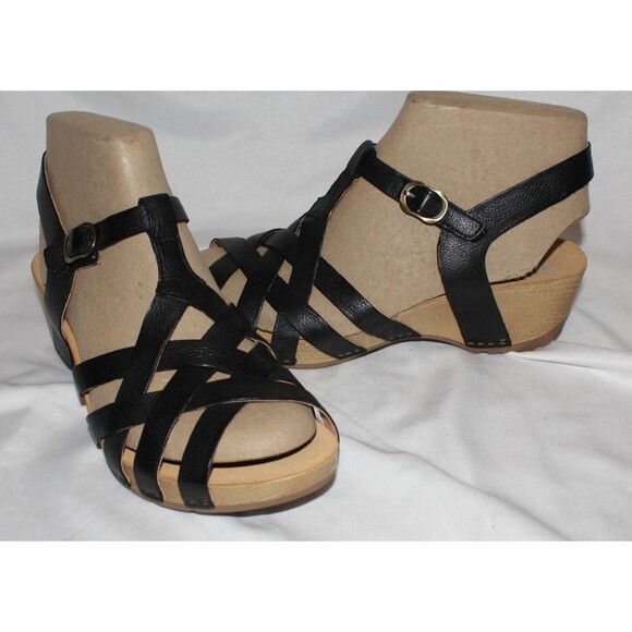 Dansko Tinley Women's Leather Sandals Shoes EU 42 US 11.5-12 BLACK NIB - Picture 3 of 7